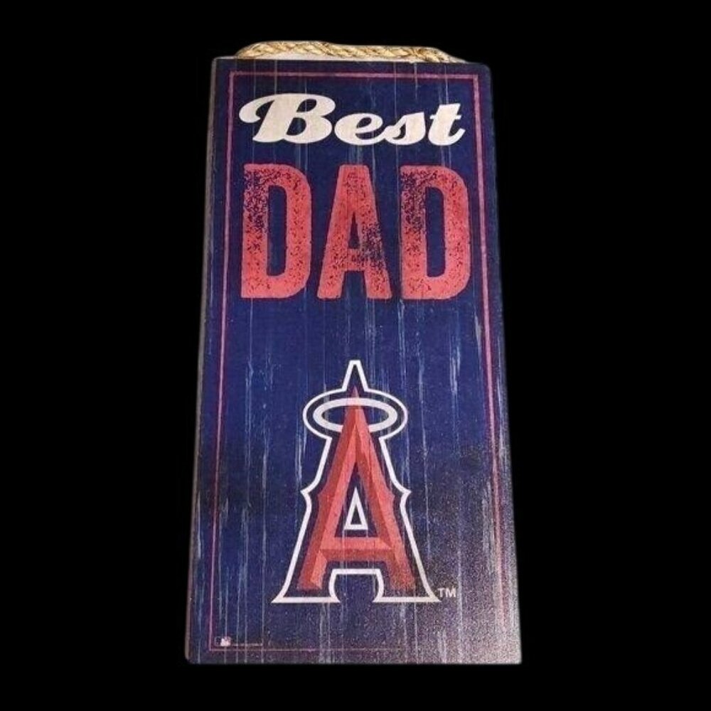 Los Angeles Angels Best Dad Distressed Look Wood Sign Gift Man Cave MLB